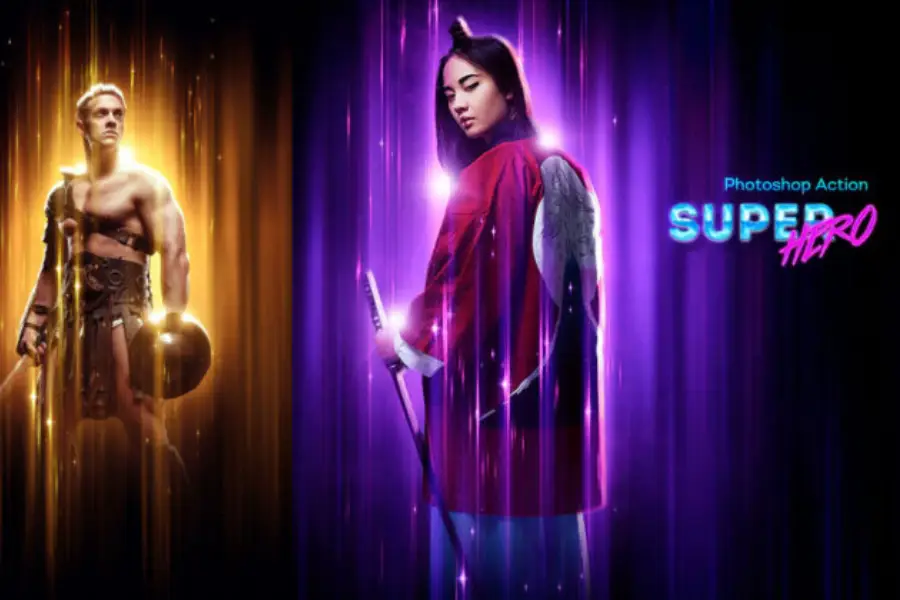 اکشن فتوشاپ ابر قهرمان SuperHero Photoshop Action - آرون افکت اکشن فتوشاپ ابر قهرمان SuperHero Photoshop Action