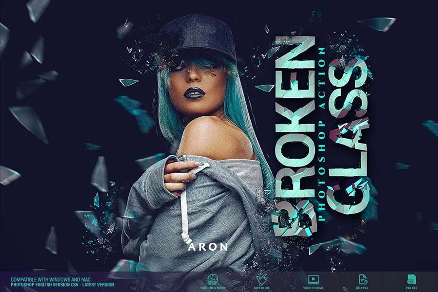 اکشن-فتوشاپ-شیشه-شکسته