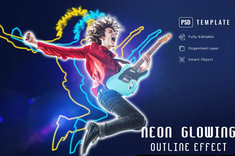 نئون درخشان افکت طرح کلی Neon Glowing Outline Effect - آرون افکت نئون درخشان افکت طرح کلی Neon Glowing Outline Effect