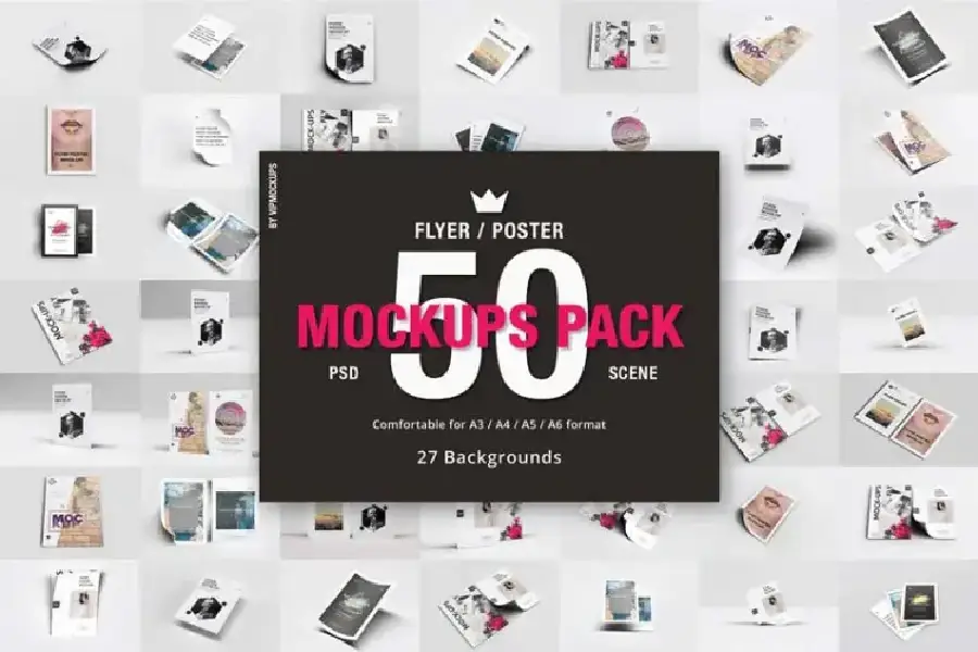 50 موکاپ فلایر و پوستر 50 Flyer Poster Mockups Pack
